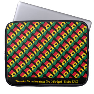 GHANA Custom Scripture Blessed Nation Black Laptop Sleeve