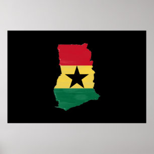 Ghana flag and map poster