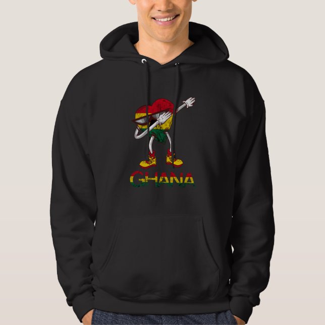 Ghana Flag Dabbing Heart Ghanese Roots Ghanese Pri Hoodie (Front)