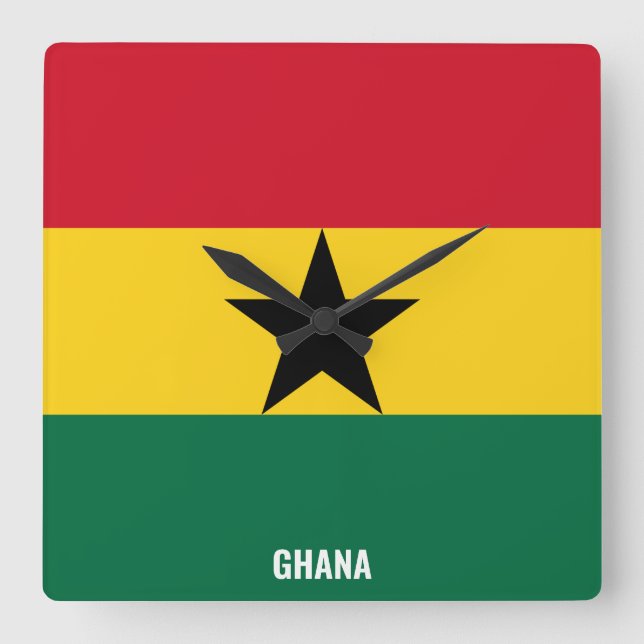 Ghana Flag Dazzling Patriotic Square Wall Clock (Front)