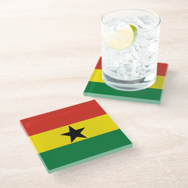 Ghana flag glass coaster (Angled)