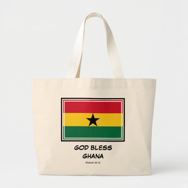 GHANA FLAG | God Bless | Patriotic | Ghanaian Large Tote Bag (Front)