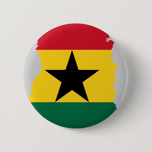 Ghana flag map 6 cm round badge (Front)