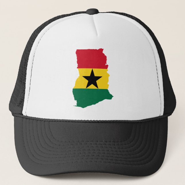 Ghana Flag Map GH Trucker Hat (Front)
