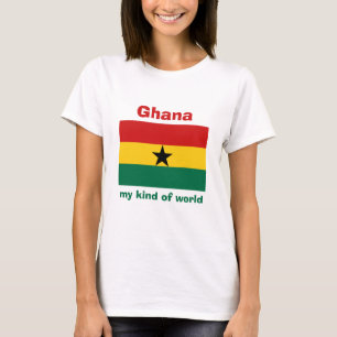 Ghana Flag + Map + Text T-Shirt