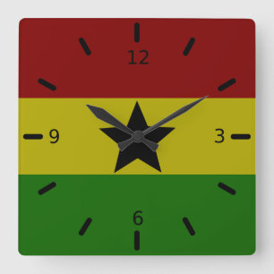 Ghana flag       square wall clock