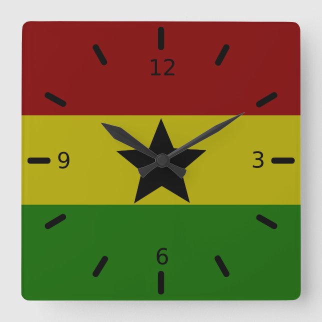 Ghana flag       square wall clock (Front)