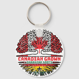 Ghana Ghanaian Canadian Canada Tree Roots Flag Key Ring