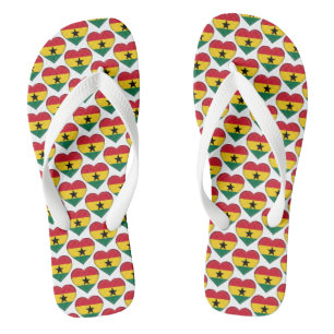 Ghana Ghanaian Flag Colours Hearts Pattern Thongs