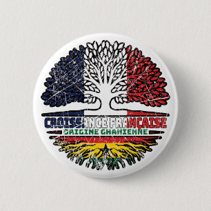 Ghana Ghanaian French France Tree Roots Flag 6 Cm Round Badge