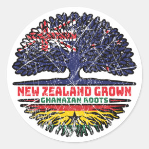 Ghana Ghanaian New Zealander New Zealand Tree Root Classic Round Sticker
