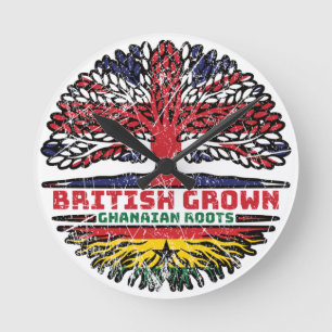 Ghana Ghanaian Uk United Kingdom British Tree Round Clock