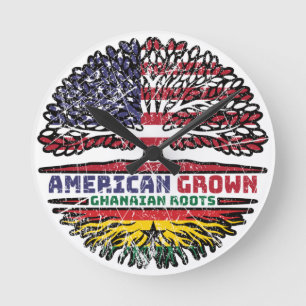 Ghana Ghanaian US American USA United States Tree Round Clock