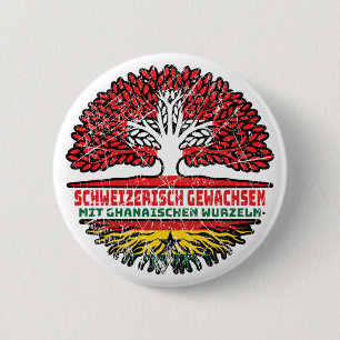 Ghana Ghanaisch Schweizer Schweiz Baum Wurzel Flag 6 Cm Round Badge
