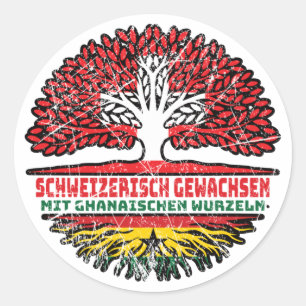 Ghana Ghanaisch Schweizer Schweiz Baum Wurzel Flag Classic Round Sticker