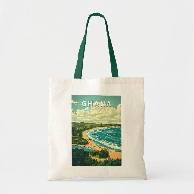 Ghana Illustration Travel Art Vintage Tote Bag (Front)