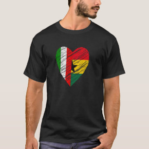 Ghana Italy Heart Italian Flag Ghanaian Flag Love T-Shirt