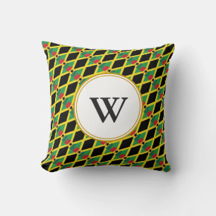 GHANA JAMAICA Dual Heritage Blessed Monogram Cushion
