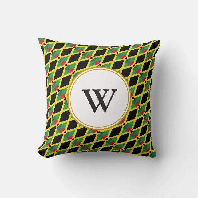 GHANA JAMAICA Dual Heritage Blessed Monogram Cushion (Front)
