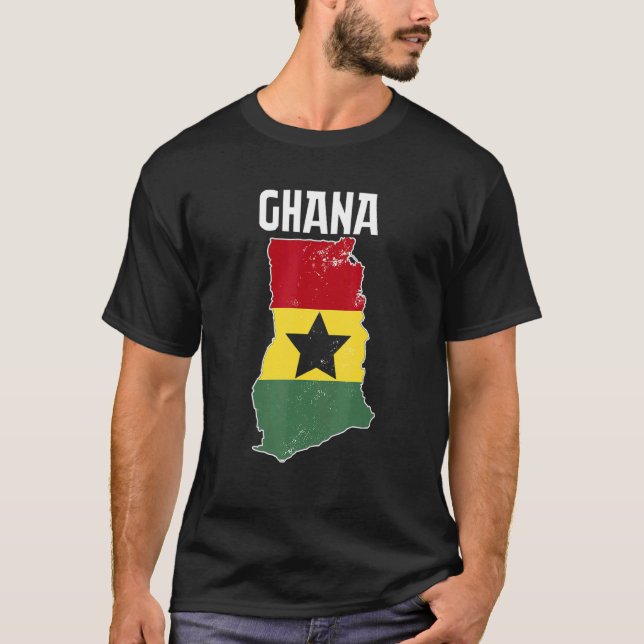 Ghana Map  African Country  Ghanaian Flag T-Shirt (Front)