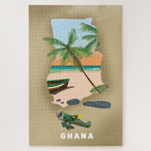 Ghana map illustrated travel poster. jigsaw puzzle (Vertical)