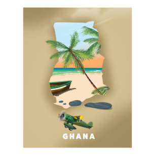 Ghana map illustrated travel poster. photo print