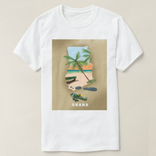 Ghana map illustrated travel poster. T-Shirt