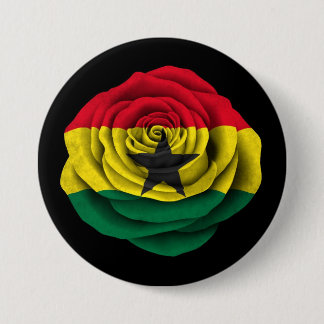 Ghana Rose Flag on Black 7.5 Cm Round Badge