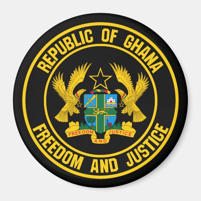 Ghana Round Emblem Magnet (Front)