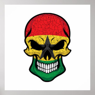 Ghana Smiling Skull Flag  Poster