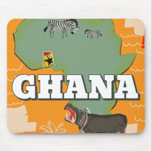 Ghana vintage travel poster mouse pad