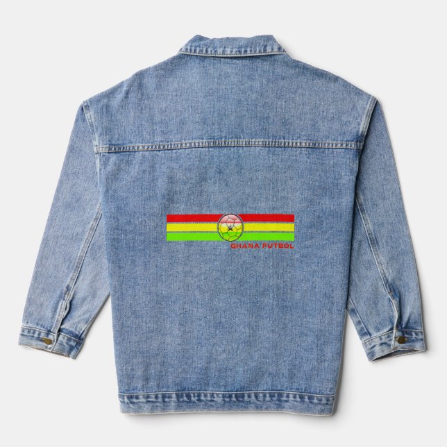 Ghanaian Africa Sports Fan National Flag Ghana Fut Denim Jacket (Back)