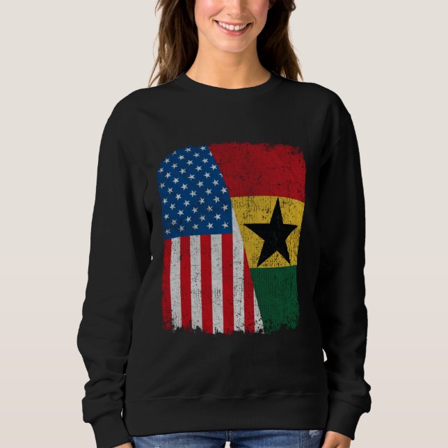 Ghanaian American Flag Half USA Ghana Root Proud Sweatshirt (Front)