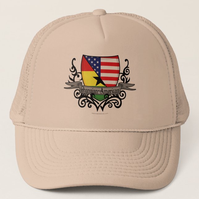 Ghanaian-American Shield Flag Trucker Hat (Front)