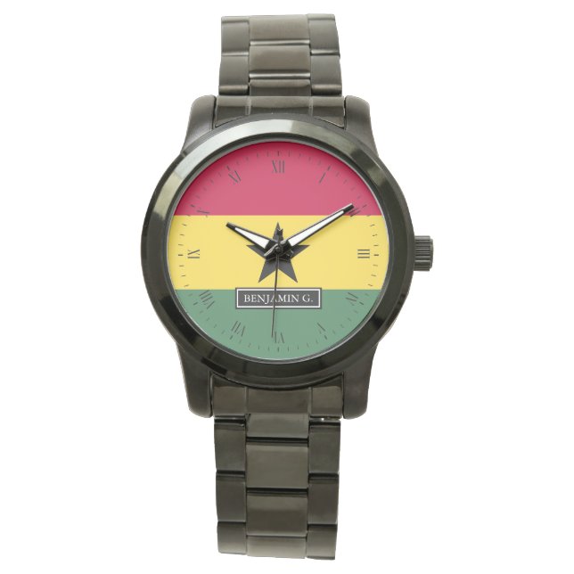 Ghanaian Flag | Custom Name Watch (Front)