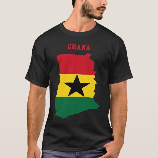 Ghanaian Flag inside Map of Ghana T-Shirt (Front)