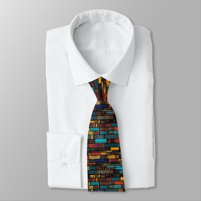 Ghanaian Style Kente Pattern Tie (Tied)
