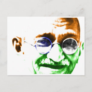 Ghandi on Subtle Indian Flag Postcard