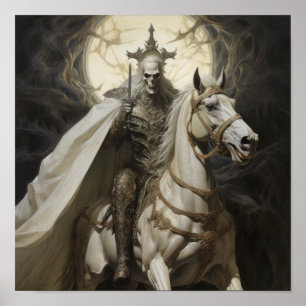 Ghastly Horseman - Undead Knight on a Pale White H Poster