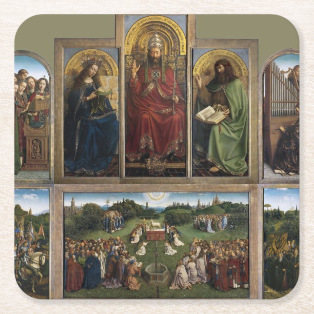 Ghent Altarpiece, Van Eyck Brothers Square Paper Coaster (Front)