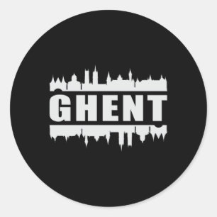 Ghent Belgium City Skyline Cityscape Funny Gift Classic Round Sticker