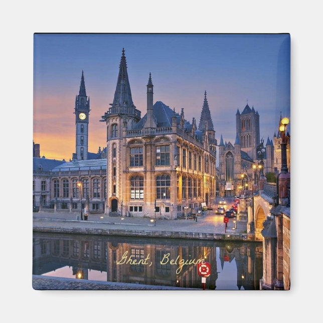 Ghent, Belgium setting sun Magnet (Front)