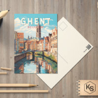Ghent Belgium Travel Art Vintage