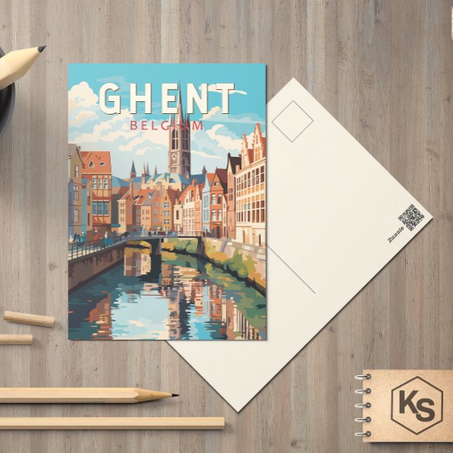 Ghent Belgium Travel Art Vintage Postcard (Creator Uploaded)