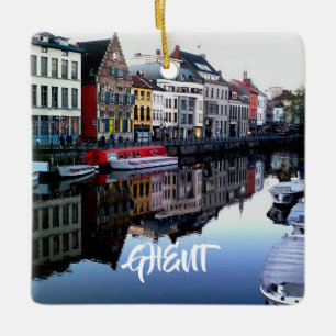 Ghent Panoramic Vacation Christmas Ornament