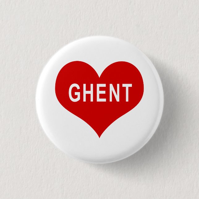 GHENT Red Love Heart 3 Cm Round Badge (Front)