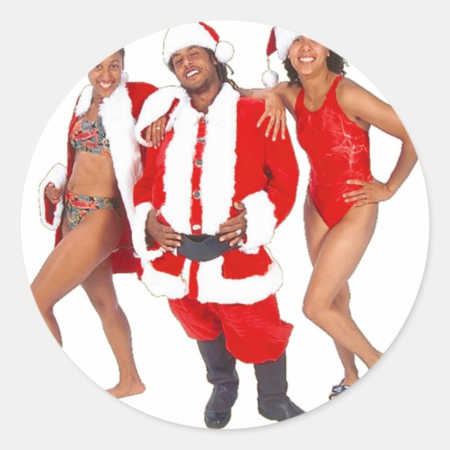 Ghetto Santa and his Elves from the Hood Classic Round Sticker (Front)