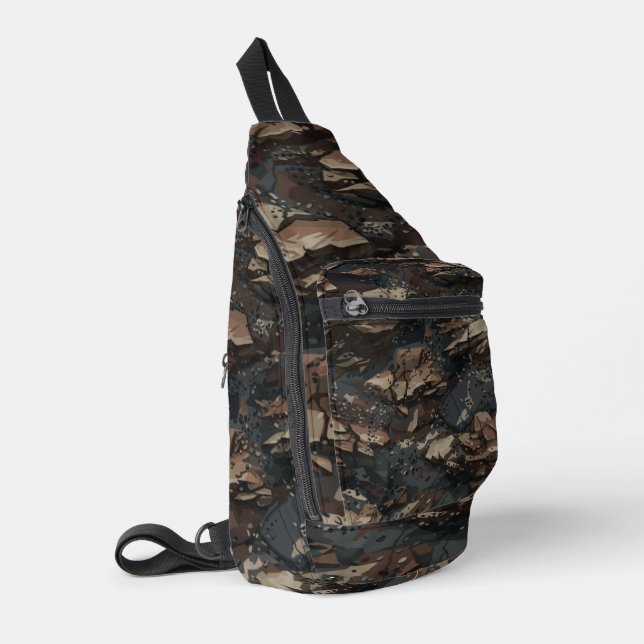 Ghillie Suit Rocky Terrain Pattern Sling Bag (Left Corner)