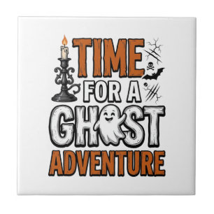 Ghost Adventure Halloween Vintage Typography Desig Ceramic Tile