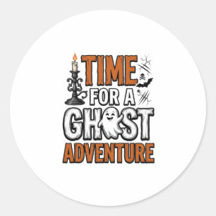 Ghost Adventure Halloween Vintage Typography Desig Classic Round Sticker